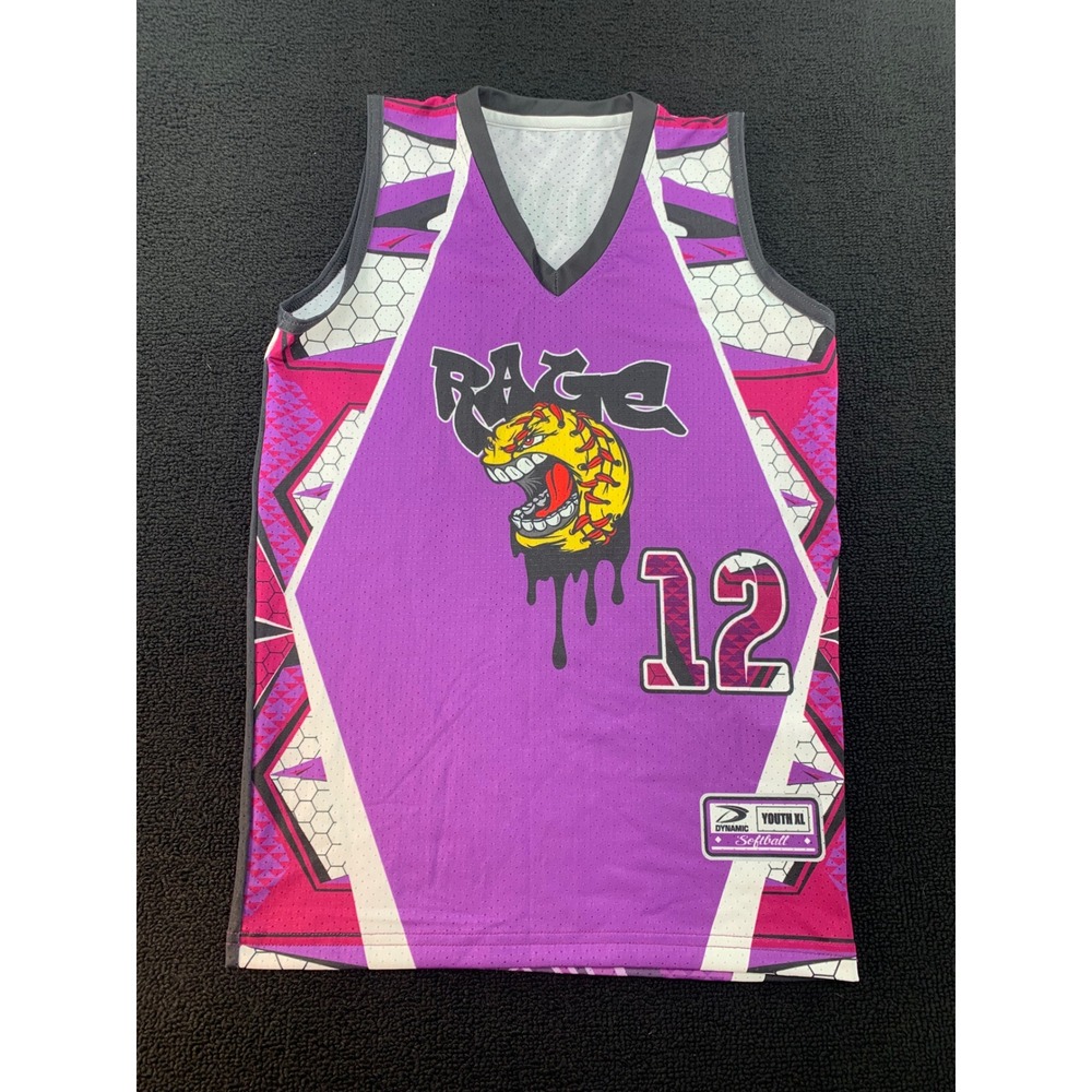 Dynamic Softball Jersey Youth XL Purple Love 12 Tiger Graphic Athletic‎